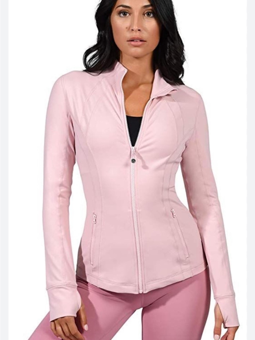 90 Degree By Reflex Light Pink Zip-Up Active Jacket
